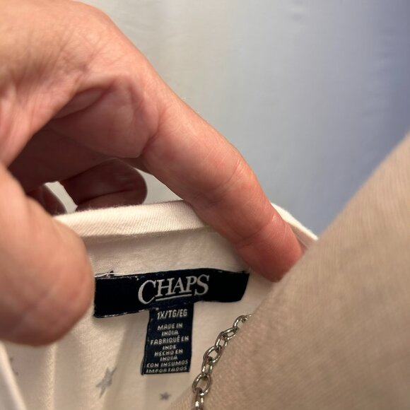 Have one to sell? Sell now Chaps Woman's White Tank Top With Blue Stars Size 1X - Picture 5 of 7